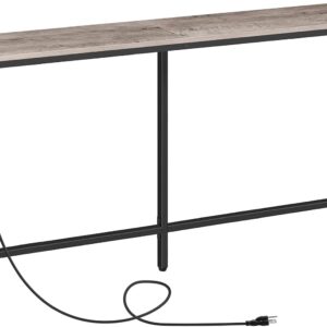 MAHANCRIS Console Table with Power Outlet, 63" Narrow Sofa Table, Industrial Entryway Table with USB Ports, Behind Couch Table for Entryway, Hallway, Foyer, Living Room, Bedroom CTHG16E01Z1