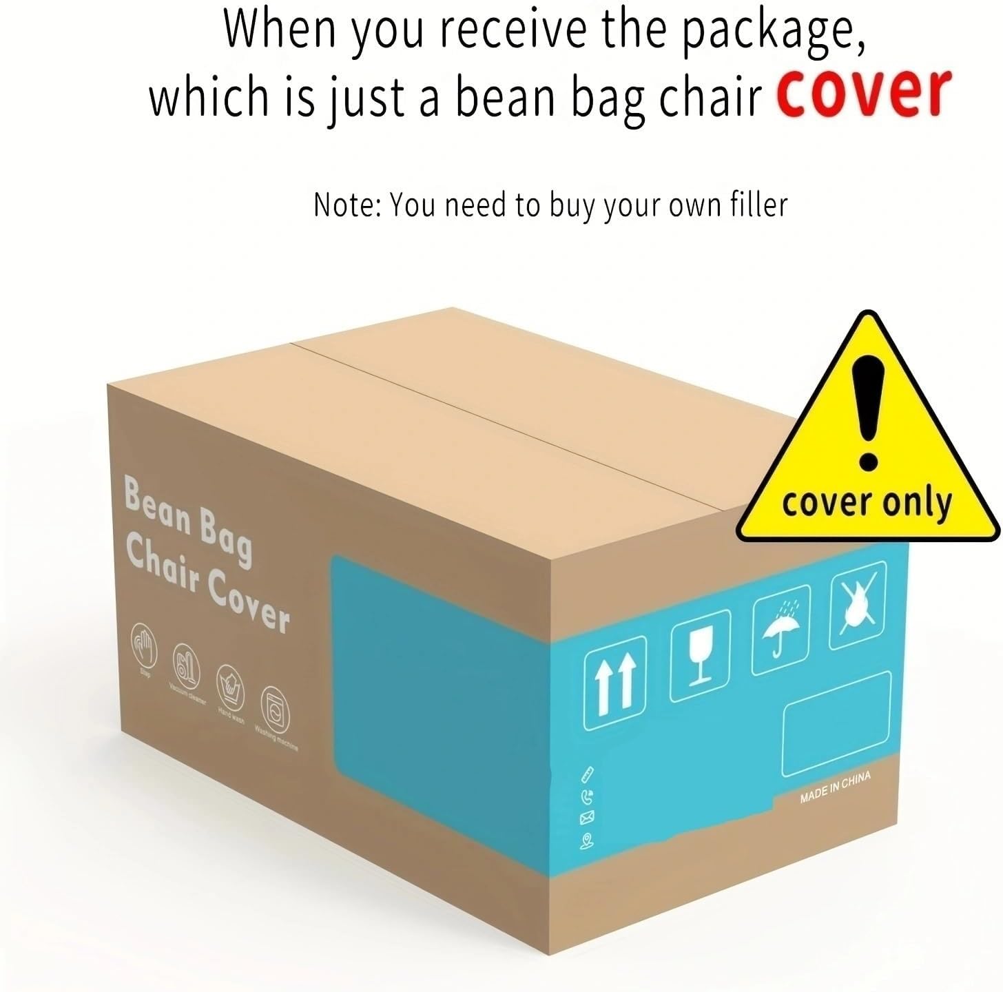 EKWQ 5 6 7 FT Bean Bag Chair Cover Chair Cushion, Big Round Soft Fluffy PV Velvet Sofa Bed Cover(it was only a Cover, not a Full Bean Bag) Living Room Furniture Lazy Sofa Bed Cover, Black, 5FT - Image 2