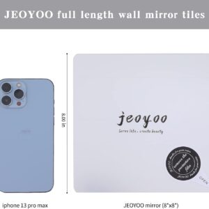 JEOYOO Full Length Wall Mirror Tiles, 8'' x 8'' x 8 PCS, Frameless Full Body Mirror Tiles for Bedroom,shatterproof Non Glass Mirrors Wall Mounted for Home Gym, Over The Door, Kids Mirror，32"x16"