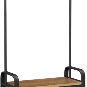 VASAGLE Coat Rack, Hall Tree with Shoe Bench for Entryway, Entryway Bench with Coat Rack, 4-in-1, with 9 Removable Hooks, a Hanging Rod, 13.3 x 28.3 x 72.1 Inches, Honey Brown and Black UHSR040B05