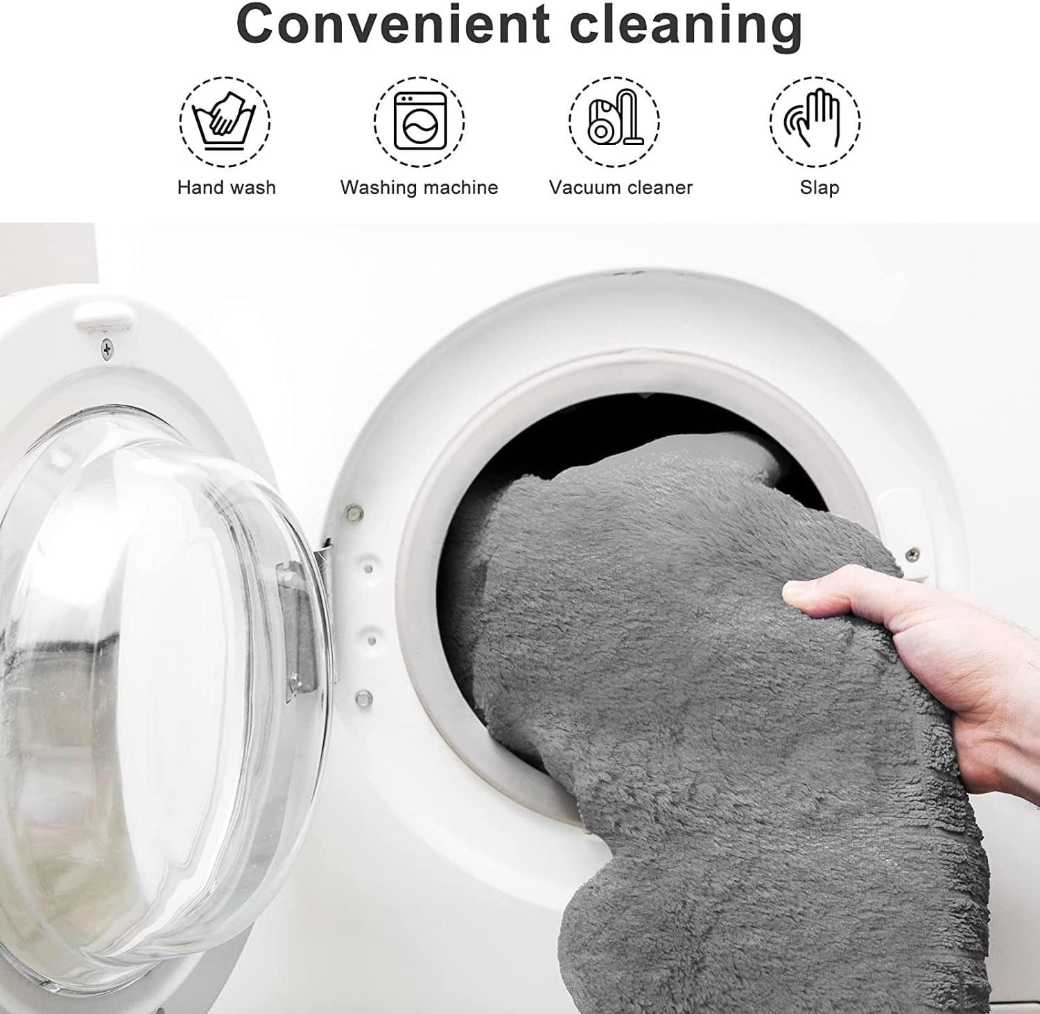 EKWQ 5 6 7 FT Bean Bag Chair Cover Chair Cushion, Big Round Soft Fluffy PV Velvet Sofa Bed Cover(it was only a Cover, not a Full Bean Bag) Living Room Furniture Lazy Sofa Bed Cover, Black, 5FT - Image 6